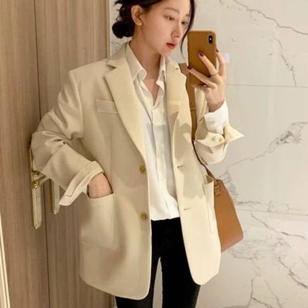 suits korean style ol work wear blazer for women autumn slim elegant blazers ladies suit casual single breasted coat kaoc, White;black
suits korean style ol work wear blazer for women autumn slim elegant blazers ladies suit casual single breasted coat kaoc, White;black