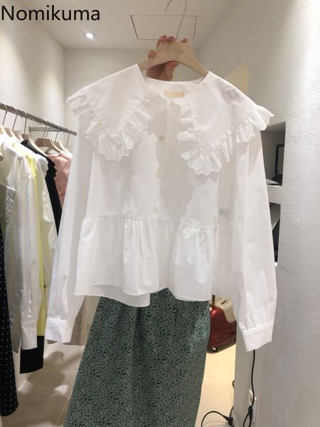 nomikuma women blouse lace patchwork peter pan collar long sleeve shirt spring new causal sweet short blusas mujer 6e936 210427, White
nomikuma women blouse lace patchwork peter pan collar long sleeve shirt spring new causal sweet short blusas mujer 6e936 210427, White
