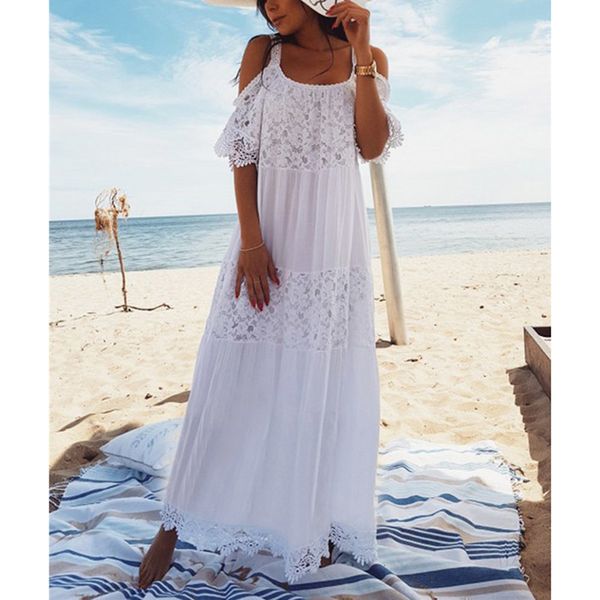 summer women long beach vintage off shoulder white lace loose maxi dress 210415, Black;gray
summer women long beach vintage off shoulder white lace loose maxi dress 210415, Black;gray