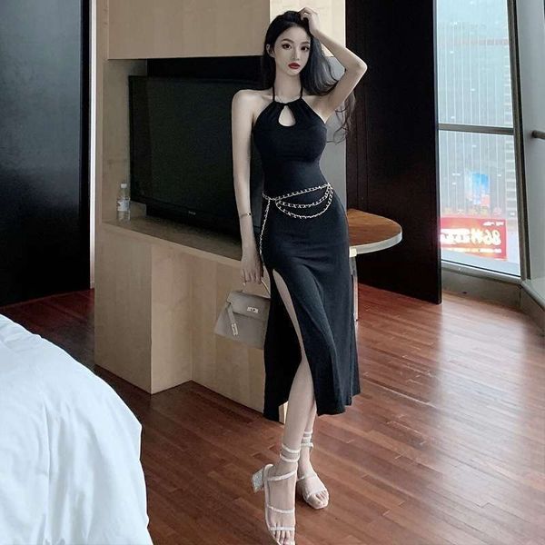 dresses ancient blue casual fairy summer wind goddess black fashion neck slim split dress with chain, Black;gray
dresses ancient blue casual fairy summer wind goddess black fashion neck slim split dress with chain, Black;gray