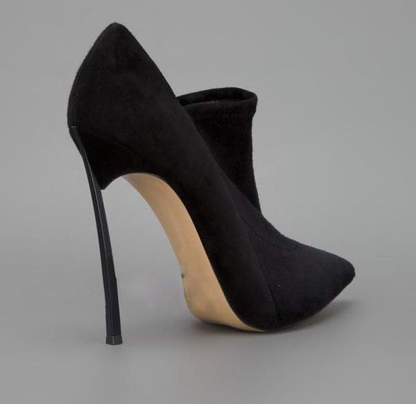 boots fashion woman stretch suede slip on ankle metal blade high heels pointed toe roman female short, Black
boots fashion woman stretch suede slip on ankle metal blade high heels pointed toe roman female short, Black