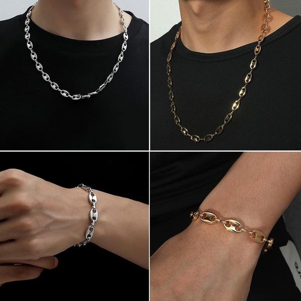 earrings & necklace fashion geometric creative pig nose bracelet stylish and simple hip hop jewelry, Silver
earrings & necklace fashion geometric creative pig nose bracelet stylish and simple hip hop jewelry, Silver