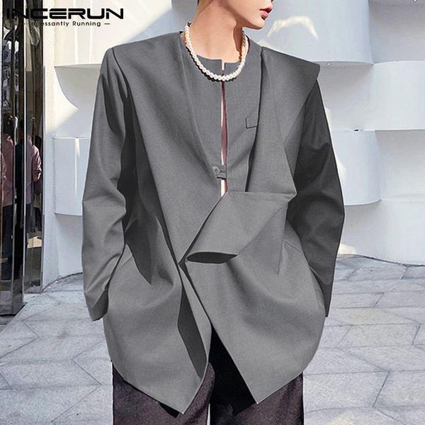 men's suits & blazers solid color men casual blazer fashion o neck long sleeve 2021 leisure streetwear button irregular coats incerun s, White;black
men's suits & blazers solid color men casual blazer fashion o neck long sleeve 2021 leisure streetwear button irregular coats incerun s, White;black