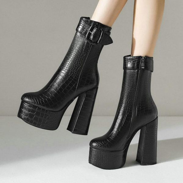 boots platform super square high heel 14cm women ankle pu leather quality ladies short black brown women's shoes
boots platform super square high heel 14cm women ankle pu leather quality ladies short black brown women's shoes