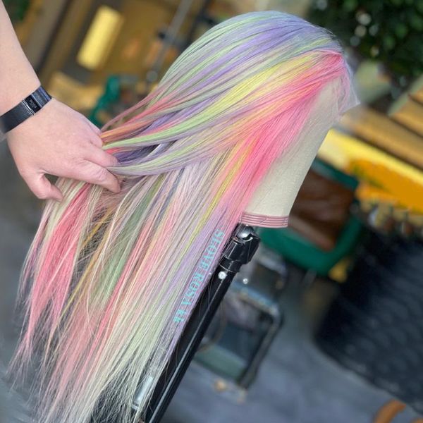 rainbow stragiht wig 180% ombre highlight color 13x4 lace front human hair wigs for women brazilian remy bleached knots, Black;brown
rainbow stragiht wig 180% ombre highlight color 13x4 lace front human hair wigs for women brazilian remy bleached knots, Black;brown