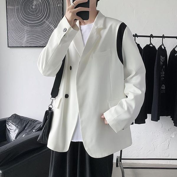 men's suits & blazers godlikeu fashion suit jacket men oversized casual blazer autumn solid button korean black white coat, White;black
men's suits & blazers godlikeu fashion suit jacket men oversized casual blazer autumn solid button korean black white coat, White;black