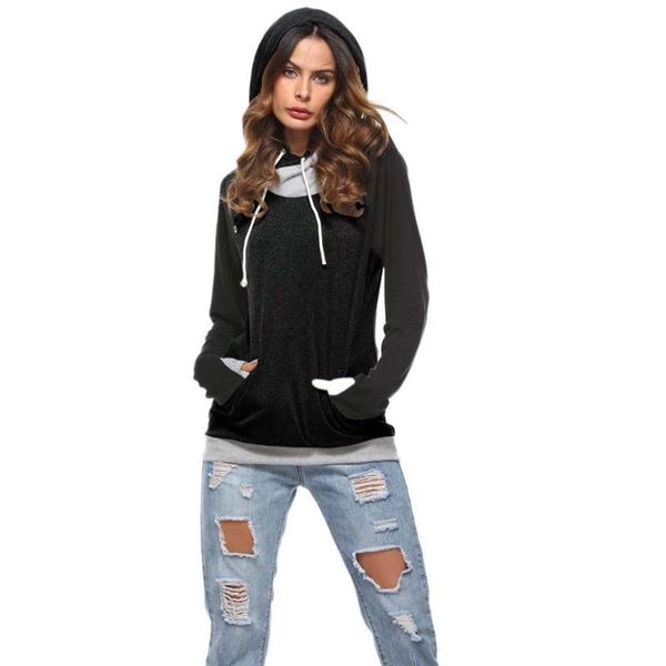 women's t-shirt 2021 autumn winter european and american double hooded drawstring stitching contrast color sweater casual top, White
women's t-shirt 2021 autumn winter european and american double hooded drawstring stitching contrast color sweater casual top, White