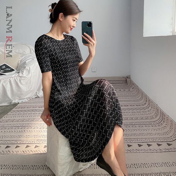 pleated round neck dress short sleeve women's large medium length es summer arrivals 2d1579 210507, Black;gray
pleated round neck dress short sleeve women's large medium length es summer arrivals 2d1579 210507, Black;gray