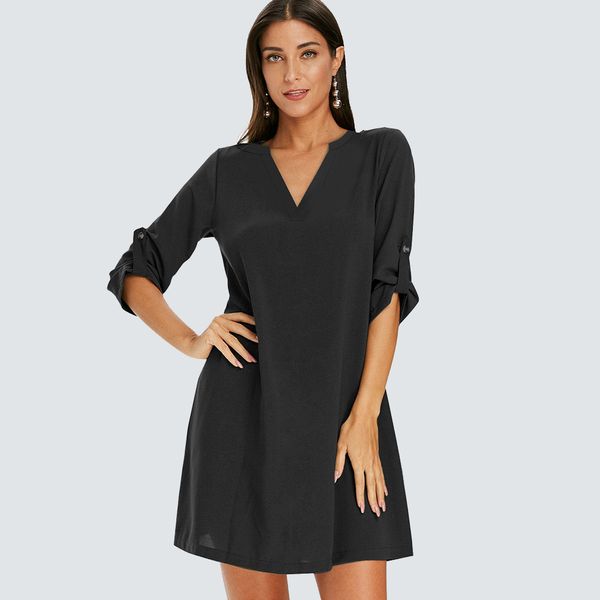 dresses women brief button loose v neck solid color casual one piece fashion ha179, Black;gray
dresses women brief button loose v neck solid color casual one piece fashion ha179, Black;gray