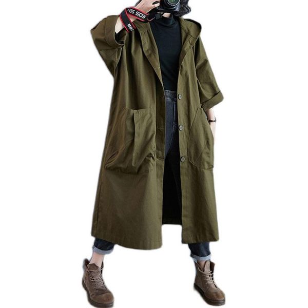 women's trench coats autumn 2021 oversized loose hooded women coat single breasted big pocket female windbreaker outwear abrigos mujer, Tan;black
women's trench coats autumn 2021 oversized loose hooded women coat single breasted big pocket female windbreaker outwear abrigos mujer, Tan;black