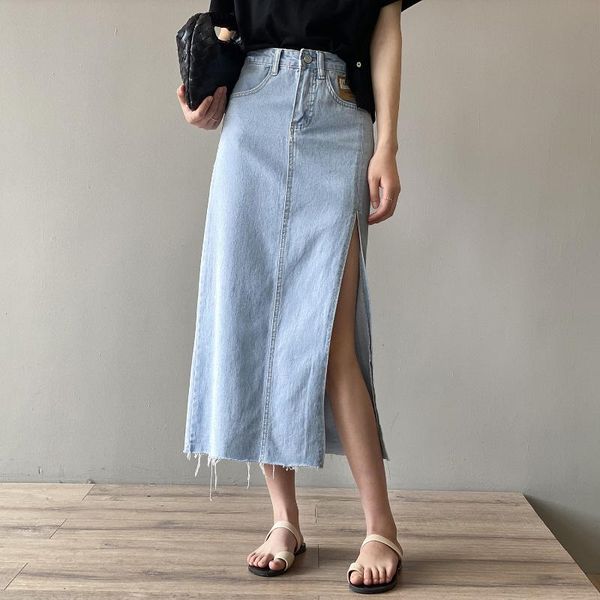 skirts splited denim skirt women's 2021 summer high waist blue black vintage loose thin hem a-line long
skirts splited denim skirt women's 2021 summer high waist blue black vintage loose thin hem a-line long