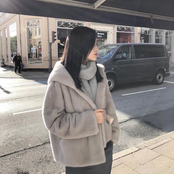 women's fur & faux jacket women coat imitation short hood veste femme, Black 
women's fur & faux jacket women coat imitation short hood veste femme, Black