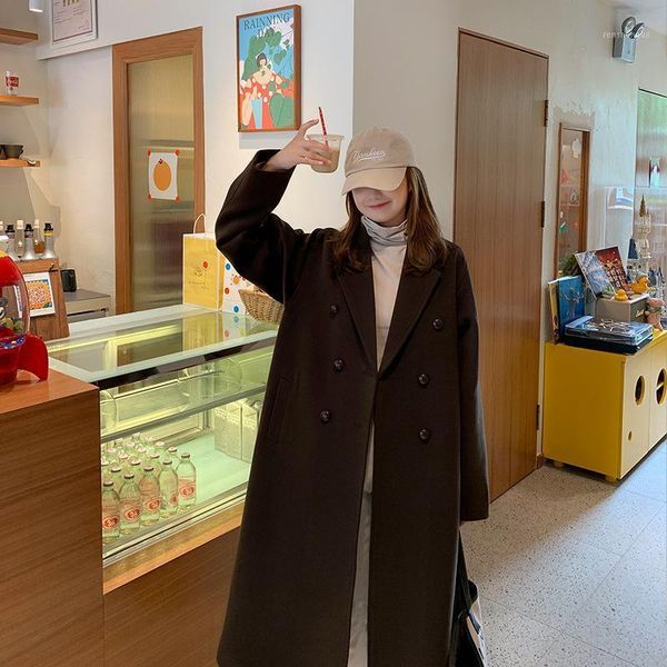 women's wool & blends 2021 early spring double row buckle air field manual long over knee woolen coat khaki women, Black
women's wool & blends 2021 early spring double row buckle air field manual long over knee woolen coat khaki women, Black