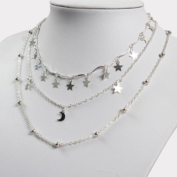 chains jewelry fashion in europe and america star source manufacturer only contracted necklace xl703 round three layers of trend, Silver
chains jewelry fashion in europe and america star source manufacturer only contracted necklace xl703 round three layers of trend, Silver