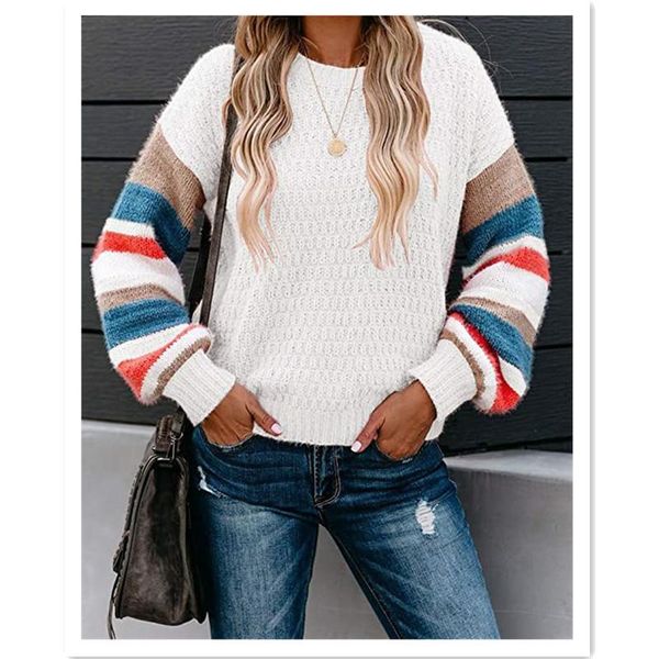 winter women's sweater striped patchwork knitted casual pullovers women clothing streetwear loose female sweaters, White;black
winter women's sweater striped patchwork knitted casual pullovers women clothing streetwear loose female sweaters, White;black