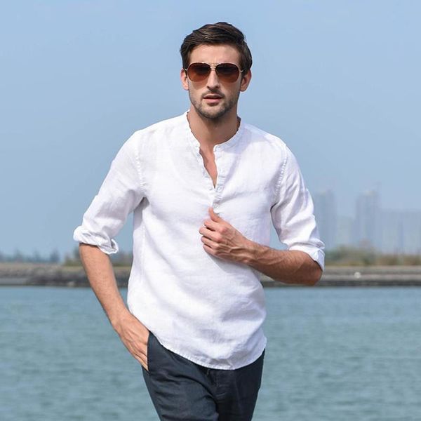 men's casual shirts european and american style stand-up collar shirt cotton linen breathable solid summer s-2xl, White;black
men's casual shirts european and american style stand-up collar shirt cotton linen breathable solid summer s-2xl, White;black