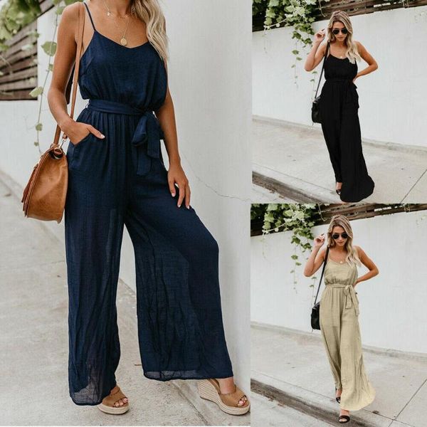 women's jumpsuits & rompers fashion women summer holiday romper ladies sleeveless solid casual beach party loose wide leg long pant tro, Black;white
women's jumpsuits & rompers fashion women summer holiday romper ladies sleeveless solid casual beach party loose wide leg long pant tro, Black;white