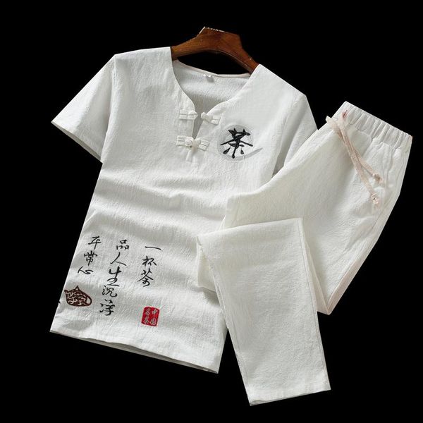 men's tracksuits chinese style men short sleeve tshirt and ankle length pants navy blue black white grey summer mens two piece set, Gray
men's tracksuits chinese style men short sleeve tshirt and ankle length pants navy blue black white grey summer mens two piece set, Gray