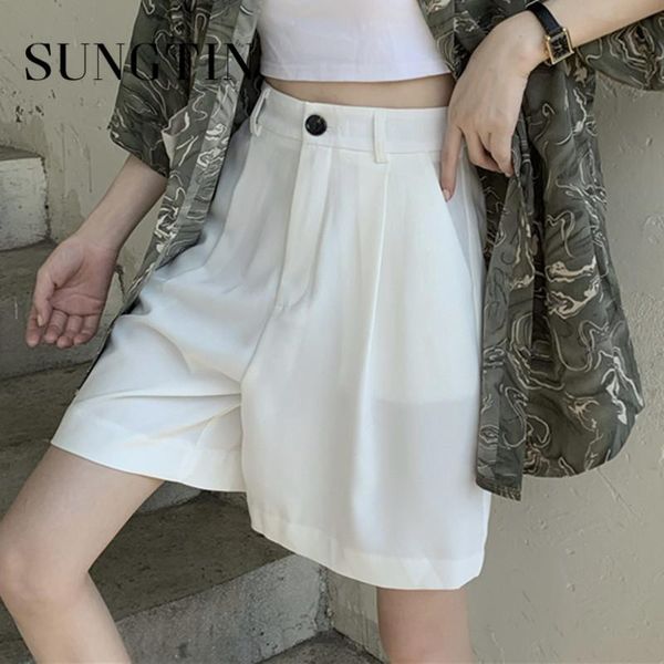 women's shorts sungtin loose white for women wide leg casual blazer suit solid korean chic soft high waisted short pants female, White;black
women's shorts sungtin loose white for women wide leg casual blazer suit solid korean chic soft high waisted short pants female, White;black