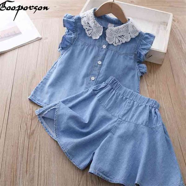 gooporson summer fashion little girls clothing set lace collar denim flying sleeve shorts cute kids clothes girl outfits 210715, White
gooporson summer fashion little girls clothing set lace collar denim flying sleeve shorts cute kids clothes girl outfits 210715, White