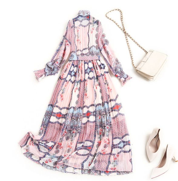 elegant female spring chiffon dressed in high-quality printing fashion robe femme midi party dress, Black;gray
elegant female spring chiffon dressed in high-quality printing fashion robe femme midi party dress, Black;gray
