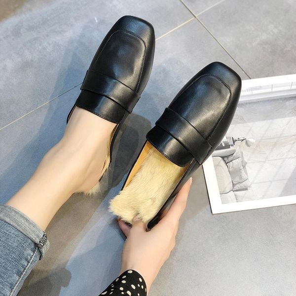 slippers square toe leather warm plush mules slides winter outside lazy close flats cozy casual slip-on flip flops shoes, Black
slippers square toe leather warm plush mules slides winter outside lazy close flats cozy casual slip-on flip flops shoes, Black