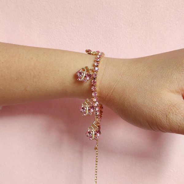 link, chain fashion cute crystal butterfly pendant bracelets for women bling pink rhinestones metal tennis jewelry gifts, Black
link, chain fashion cute crystal butterfly pendant bracelets for women bling pink rhinestones metal tennis jewelry gifts, Black