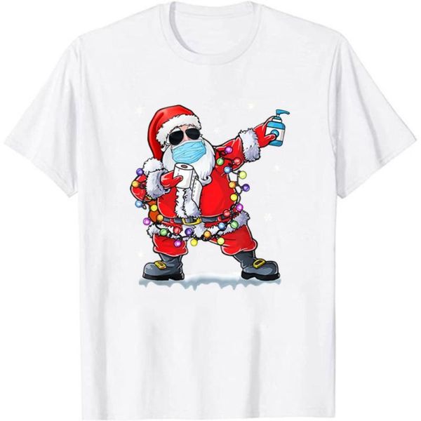 women's t-shirt social distancing christmas santa pattern t shirt funny casual xmas coloured lamp short sleeve tee, White
women's t-shirt social distancing christmas santa pattern t shirt funny casual xmas coloured lamp short sleeve tee, White