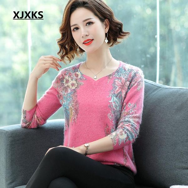 plus size fashion v-neck women printed sweater 2021 autumn winter high-end mink cashmere knit pullover women's sweaters, White;black
plus size fashion v-neck women printed sweater 2021 autumn winter high-end mink cashmere knit pullover women's sweaters, White;black