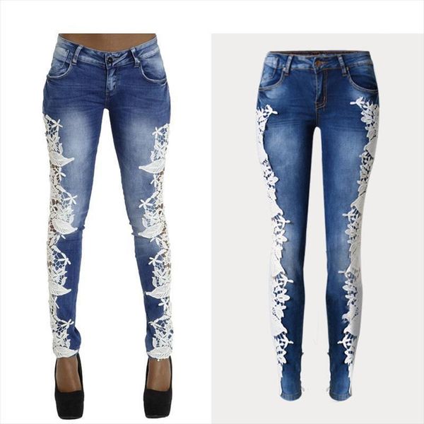 mid waist jeans with lace womens pants hollow out stitching fashion full length stretchable tights skinny denim date femme, Black;white
mid waist jeans with lace womens pants hollow out stitching fashion full length stretchable tights skinny denim date femme, Black;white