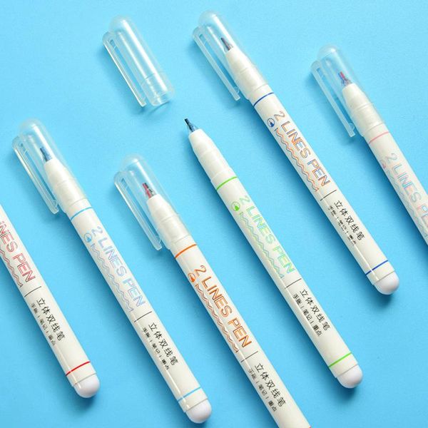 ballpoint pens creative two lines gel pen double marker stereo color 3pcs for students diy journal planner hand account, Blue;orange
ballpoint pens creative two lines gel pen double marker stereo color 3pcs for students diy journal planner hand account, Blue;orange