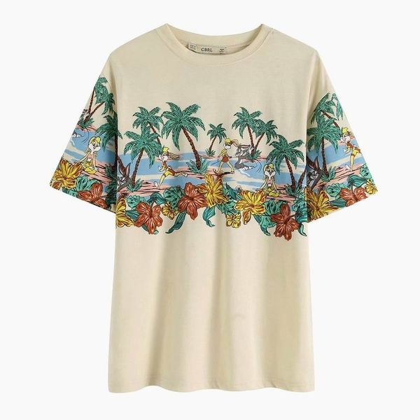 summer za women tees tropical prints cotton jersey o-neck short sleeve female casual lady's t-shirts 210602, White
summer za women tees tropical prints cotton jersey o-neck short sleeve female casual lady's t-shirts 210602, White