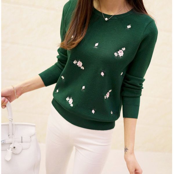 2021 style womens pullovers beautiful flowers embroidery long sleeve casual female cotton sweater solid color female, White;black
2021 style womens pullovers beautiful flowers embroidery long sleeve casual female cotton sweater solid color female, White;black
