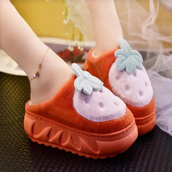 slippers fur slides for women's fluffy furry sandals non-slip girls home plush shoes, Black