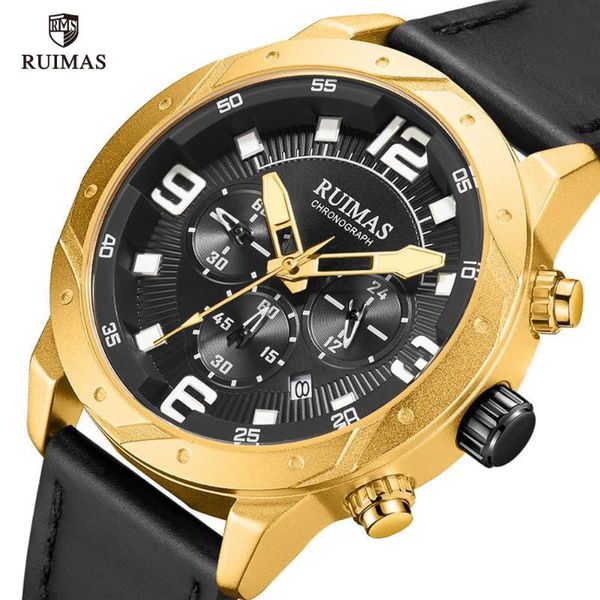 wristwatches ruimas luxury gold watches men leather strap military casual wristwatch man chronograph quartz watch relogio masculino clock 59, Slivery;brown
wristwatches ruimas luxury gold watches men leather strap military casual wristwatch man chronograph quartz watch relogio masculino clock 59, Slivery;brown
