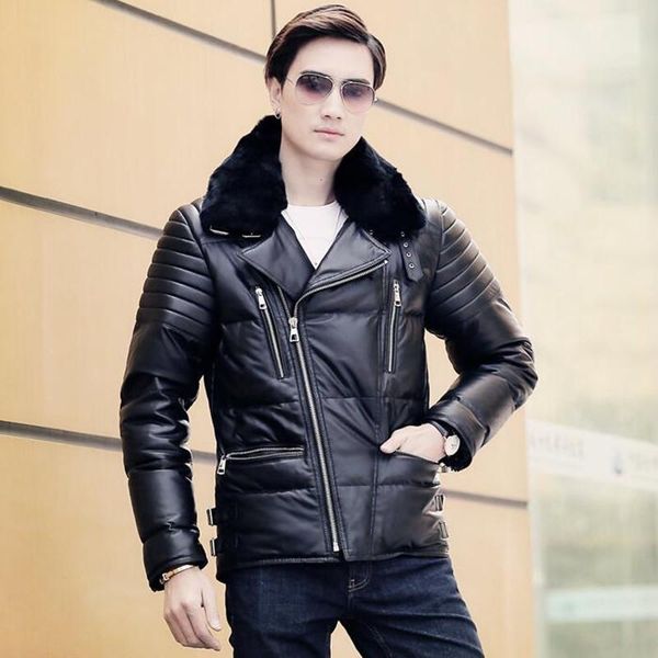 men's leather & faux genuine jacket coat men motorcycle real sheepskin fur collar vintage winter warm thick male sheep skin parkas, Black
men's leather & faux genuine jacket coat men motorcycle real sheepskin fur collar vintage winter warm thick male sheep skin parkas, Black