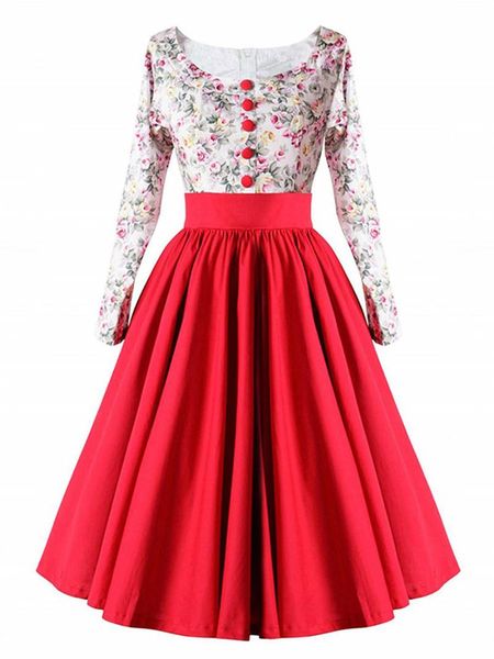 casual dresses nice women's retro print dress spring and autumn round neck long sleeve floral stitching large swing, Black;gray
casual dresses nice women's retro print dress spring and autumn round neck long sleeve floral stitching large swing, Black;gray