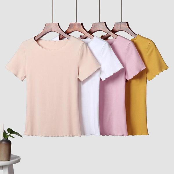 women's t-shirt ruffles summer t shirt women cotton casual solid short korean tee femme slim black tshirt harajuku, White
women's t-shirt ruffles summer t shirt women cotton casual solid short korean tee femme slim black tshirt harajuku, White