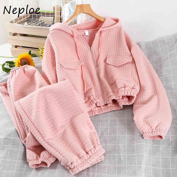 neploe loose causal solid 2 pcs women set hooded long sleeve zipper + high waist hip elastic pants all match suits spring 210423, White
neploe loose causal solid 2 pcs women set hooded long sleeve zipper + high waist hip elastic pants all match suits spring 210423, White
