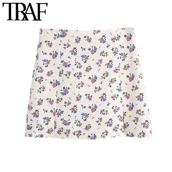 traf women chic fashion floral print linen mini skirt vintage high waist vents hem female skirts mujer 210415, Black
traf women chic fashion floral print linen mini skirt vintage high waist vents hem female skirts mujer 210415, Black