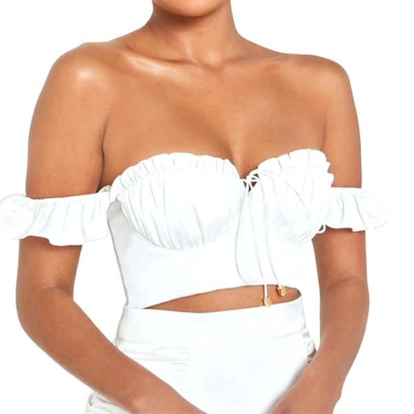 women's tanks & camis summer women shirt sleeveless ruffles strapless crop beach casual bandage push-up bustier off shoulder, White
women's tanks & camis summer women shirt sleeveless ruffles strapless crop beach casual bandage push-up bustier off shoulder, White