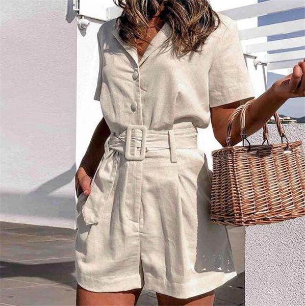 women's jumpsuits & rompers 2021 summer siamese shorts simple temperament cotton linen solid color button short sleeve high waist jumps, Black;white
women's jumpsuits & rompers 2021 summer siamese shorts simple temperament cotton linen solid color button short sleeve high waist jumps, Black;white