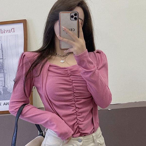 lucyever vintage square collar shirts womens 2021 autumn pleated blouses women pink slim elastic long sleeve woman women's &, White
lucyever vintage square collar shirts womens 2021 autumn pleated blouses women pink slim elastic long sleeve woman women's &, White