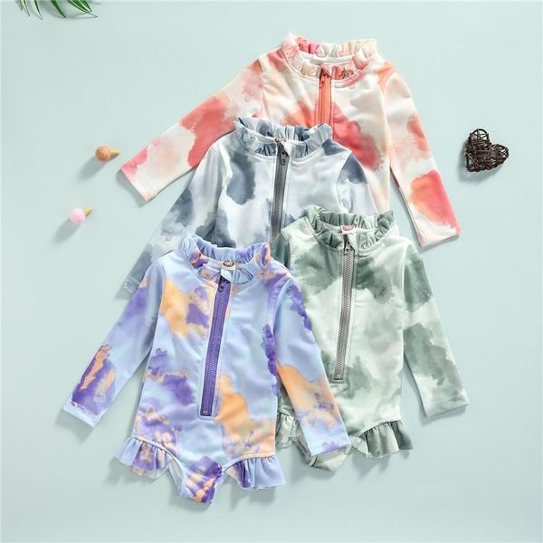 one-pieces children tie-dye swimsuit girls long sleeve o-neck zip-up swimwear with ruffles, Black
one-pieces children tie-dye swimsuit girls long sleeve o-neck zip-up swimwear with ruffles, Black