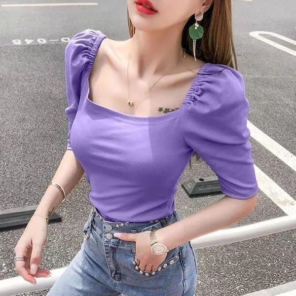 women's t-shirt fashion puff sleeve t shirts women short tees 2021 summer o neck slim plus size solid casual t-shirts, White
women's t-shirt fashion puff sleeve t shirts women short tees 2021 summer o neck slim plus size solid casual t-shirts, White