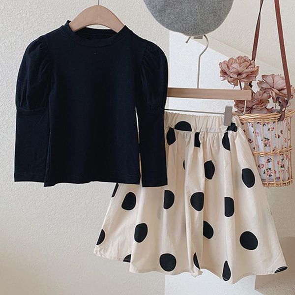 clothing sets girl clothes set spring solid color puff sleeve bottoming shirt + polka dot skirt 2-piece princess children's, White
clothing sets girl clothes set spring solid color puff sleeve bottoming shirt + polka dot skirt 2-piece princess children's, White