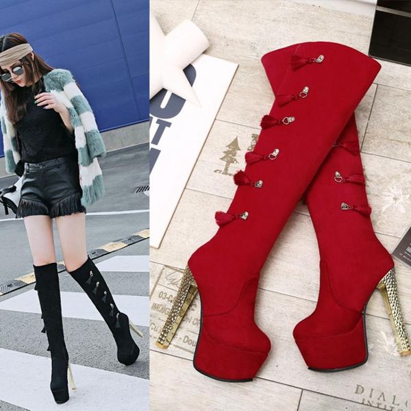 boots qplyxco zapatos de mujer women tassel platform gothic knee high woman shoes heels plus size 48 88-6, Black
boots qplyxco zapatos de mujer women tassel platform gothic knee high woman shoes heels plus size 48 88-6, Black