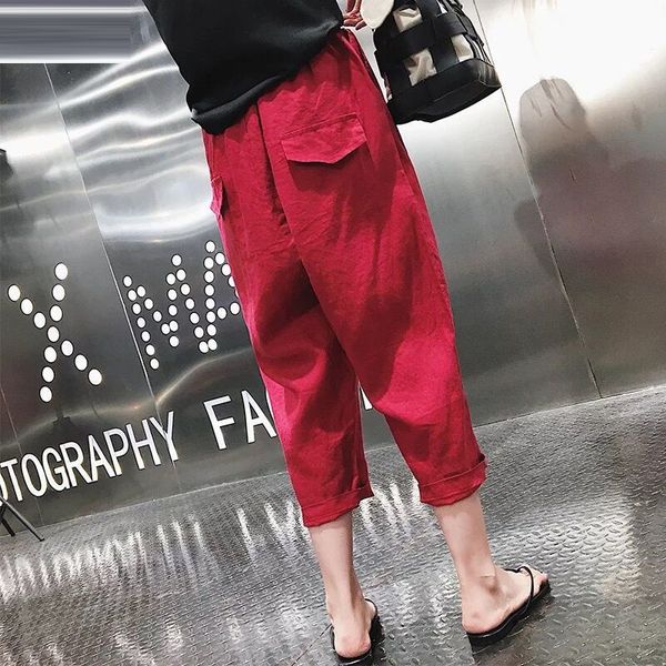 capris summer female fashion waist elastic cotton vintage linen harem all combined casual loose pants plus size s840, Black;white
capris summer female fashion waist elastic cotton vintage linen harem all combined casual loose pants plus size s840, Black;white