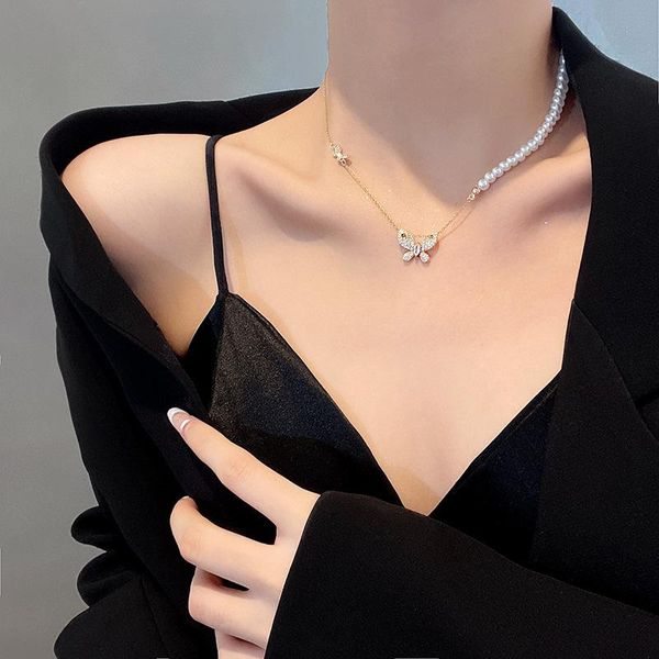 chains flash zircon butterfly pendant necklaces for women pearl choker necklace cute titanium steel gold clavicle chain personality b, Silver
chains flash zircon butterfly pendant necklaces for women pearl choker necklace cute titanium steel gold clavicle chain personality b, Silver