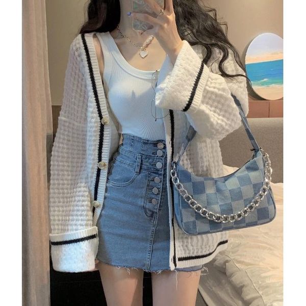 women's sweaters cmaz 2021 autumn winte sweater women knitted pullover korean style cardigan soft warm pull thick outwear, White;black
women's sweaters cmaz 2021 autumn winte sweater women knitted pullover korean style cardigan soft warm pull thick outwear, White;black